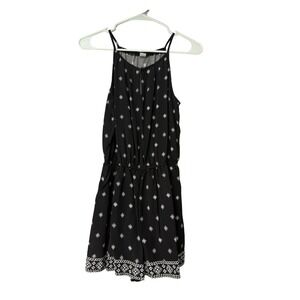 Old Navy XS Black White Print Sleeveless‎ Romper Elastic Waist Casual